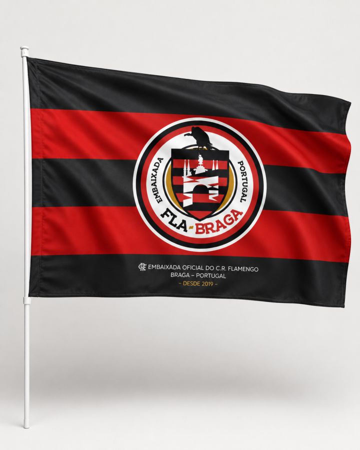 Bandeira Fla-Braga com tubo de plástico de 1,5 metro para hastear